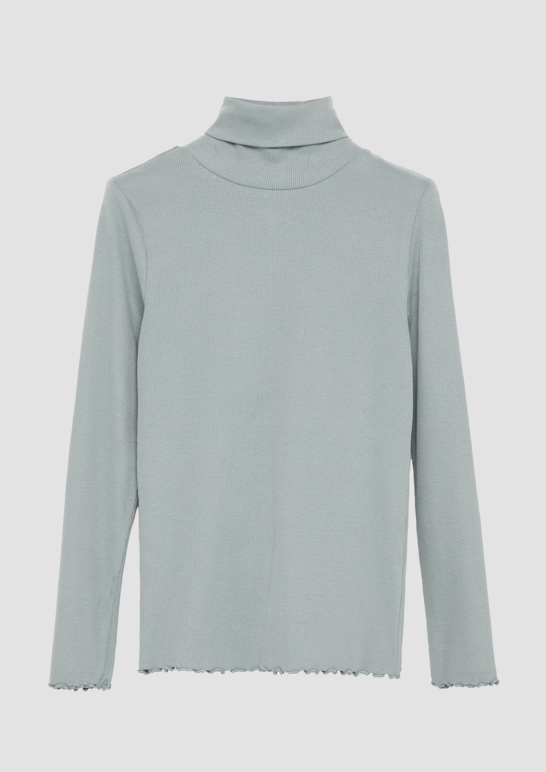 s.Oliver Langarmshirt T-Shirt Gerippter Rollkragen-Shirt mit Rollsaum