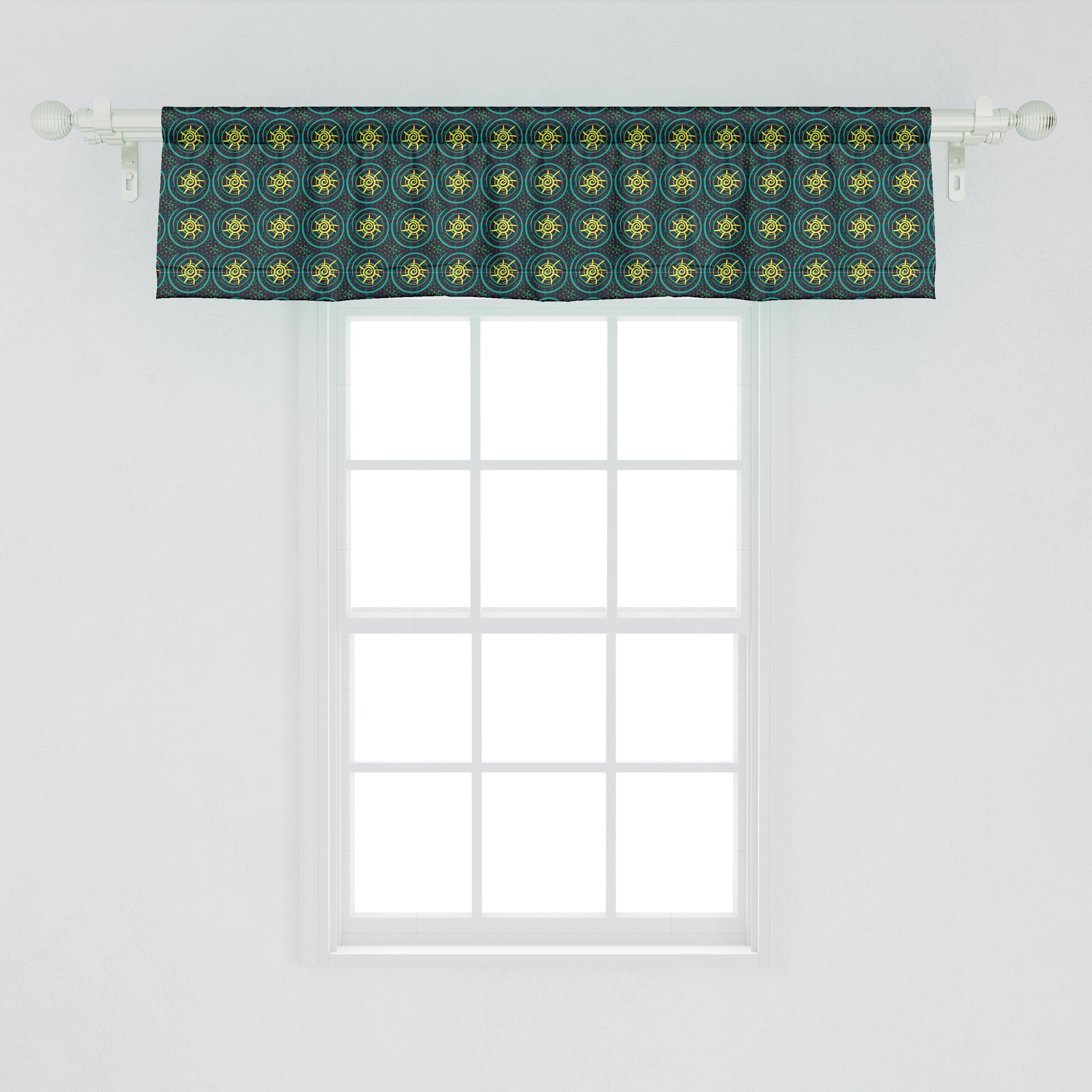 Scheibengardine Vorhang Volant für Stangentasche, Spiralen mit Dekor Sun irre und Microfaser, Abakuhaus, Shapes Schlafzimmer Inner Küche