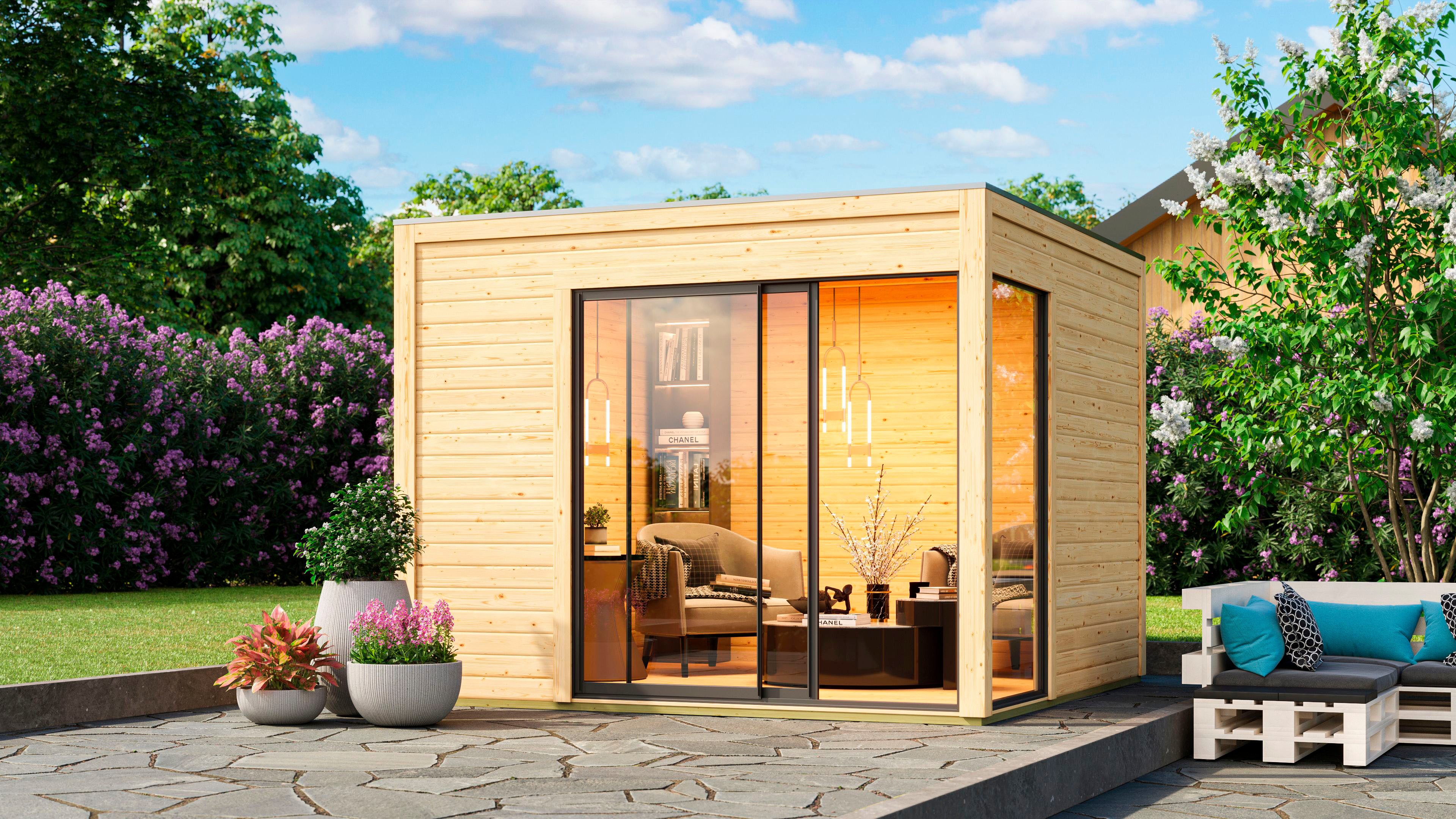 Thumbnail - Karibu Gartenhaus "Ditsche 1", mit Boden und Dachfolie im Paket, BxT: 308x308 cm, naturbelassen oder anthrazit