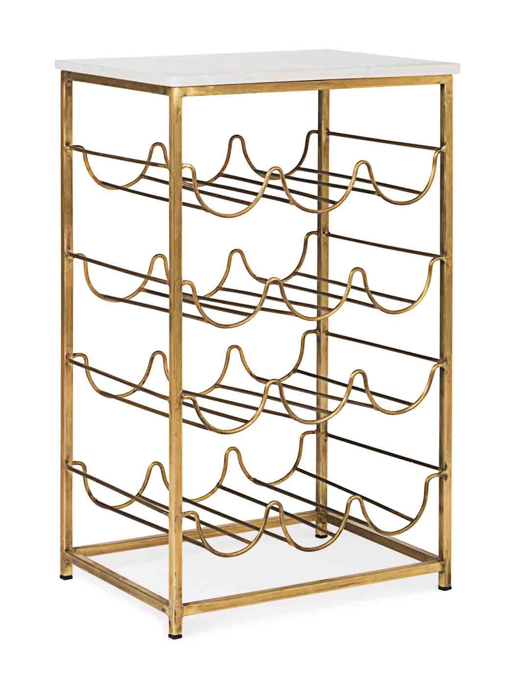 Bizzotto Weinregal Marmol aus Metall mit Marmorplatte, Geeignet für 12 Flaschen