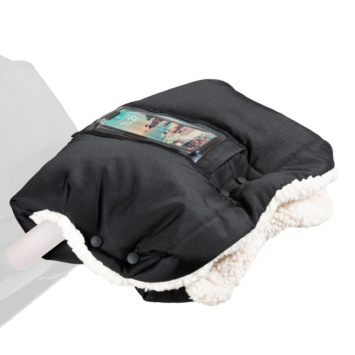 Hauck Kinderwagen-Handwärmer Black, Handwärmer für Kinderwagen & Buggy Handmuff mit Handy Tasche