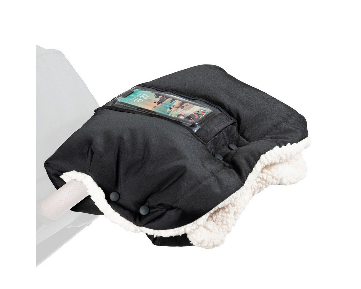 Hauck Kinderwagen-Handwärmer Black, Handwärmer für Kinderwagen & Buggy Handmuff mit Handy Tasche