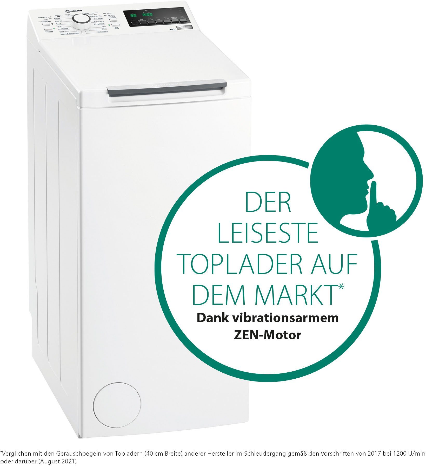 BAUKNECHT Waschmaschine Toplader WMT 6513 1200 U/min, 6,5 4 CC, kg, Herstellergarantie Jahre