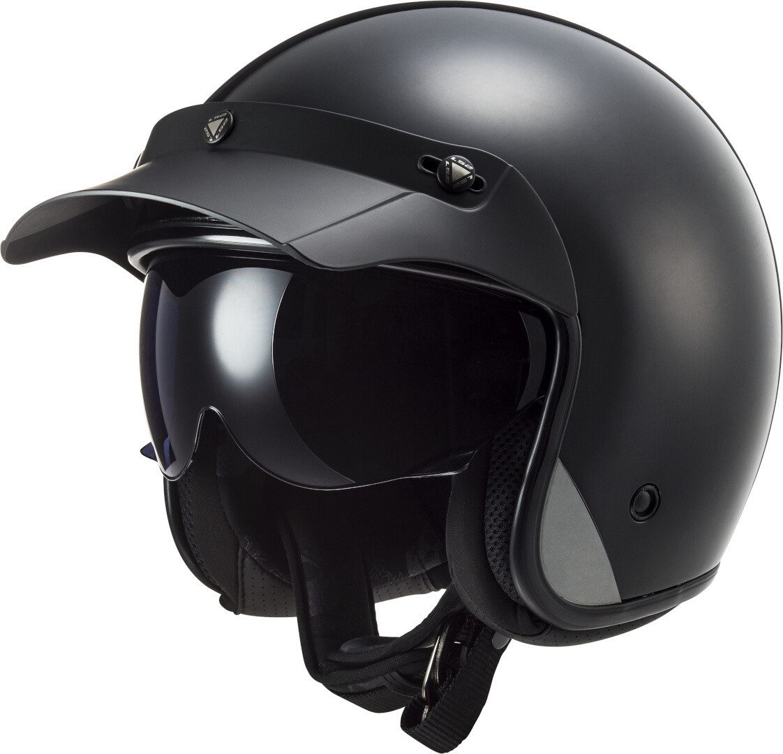 LS2 Motorradhelm OF601 Bob II Solid Jethelm, integriertes Sonnenvisier