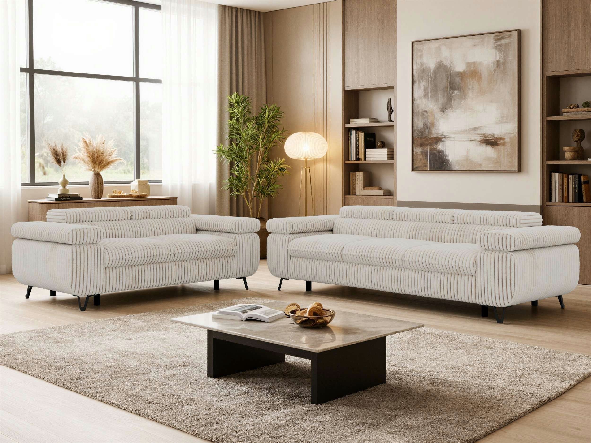 MKS MÖBEL Polstergarnitur PETER, (2+3, Set, modernes Sofa-Set, Couchgarnitur fürs Wohnzimmer), verstellbare Kopfstützen und Armlehnen