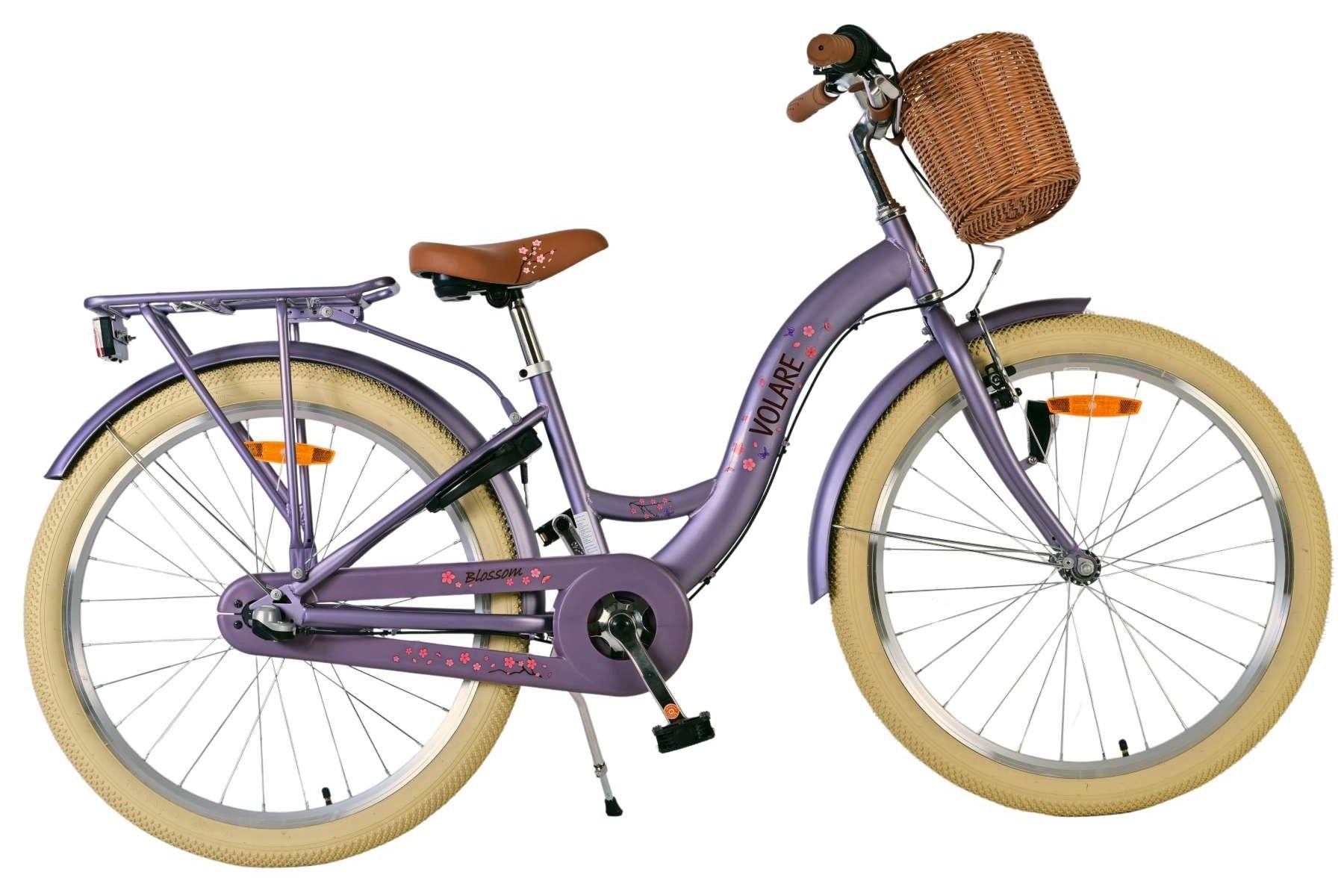 Volare Kinderfahrrad Volare Blossom Kinderfahrrad für Mädchen - 24 Zoll in Lila, Vorderradbremsen, geschlossener Kettenschutz