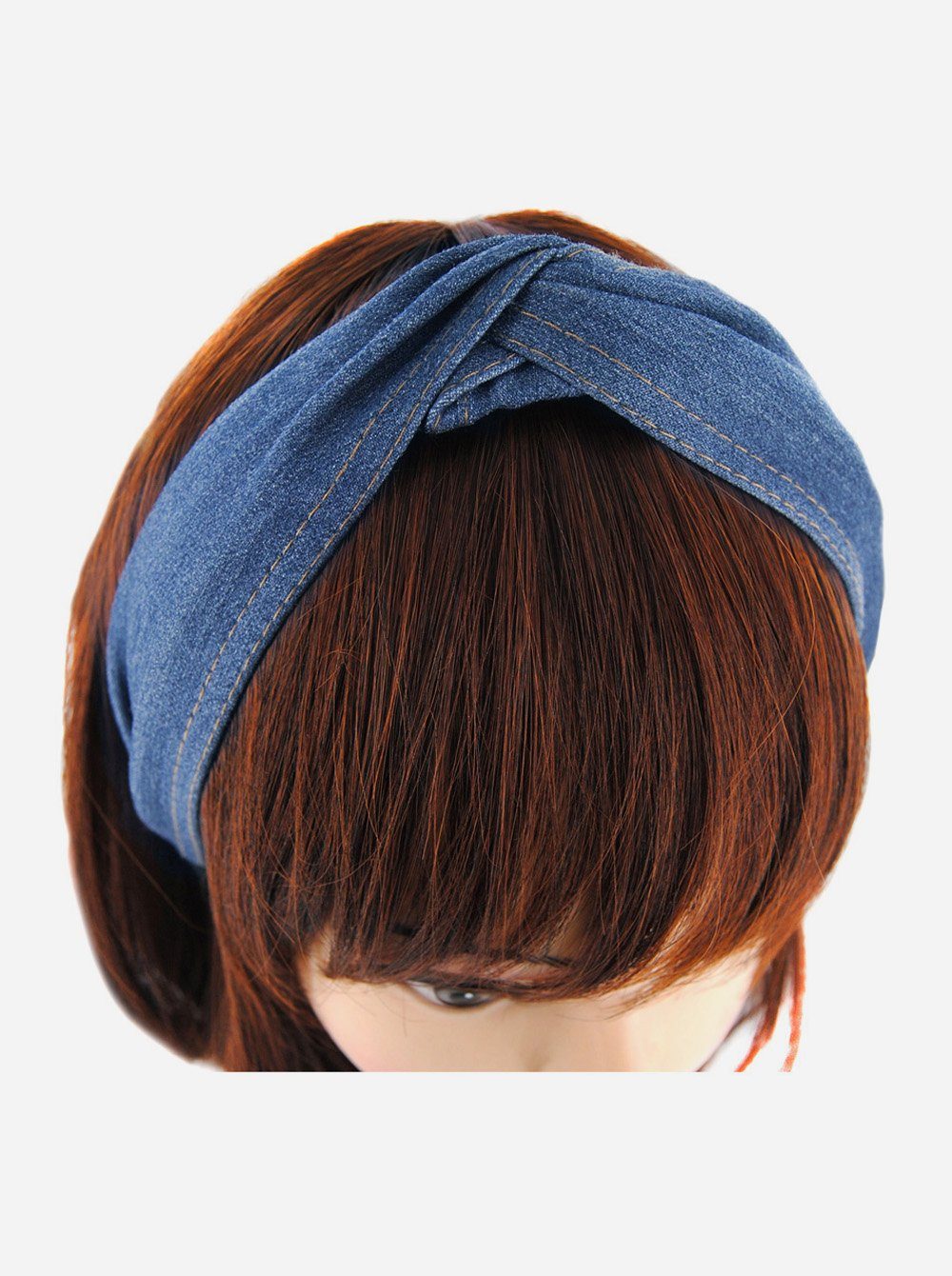 raffinierten Haarband Knoten Haarreif mit Haareifen Damen Vintage Klassik-Look und Jeans Stoff, Jeansfarbe Haarreif axy