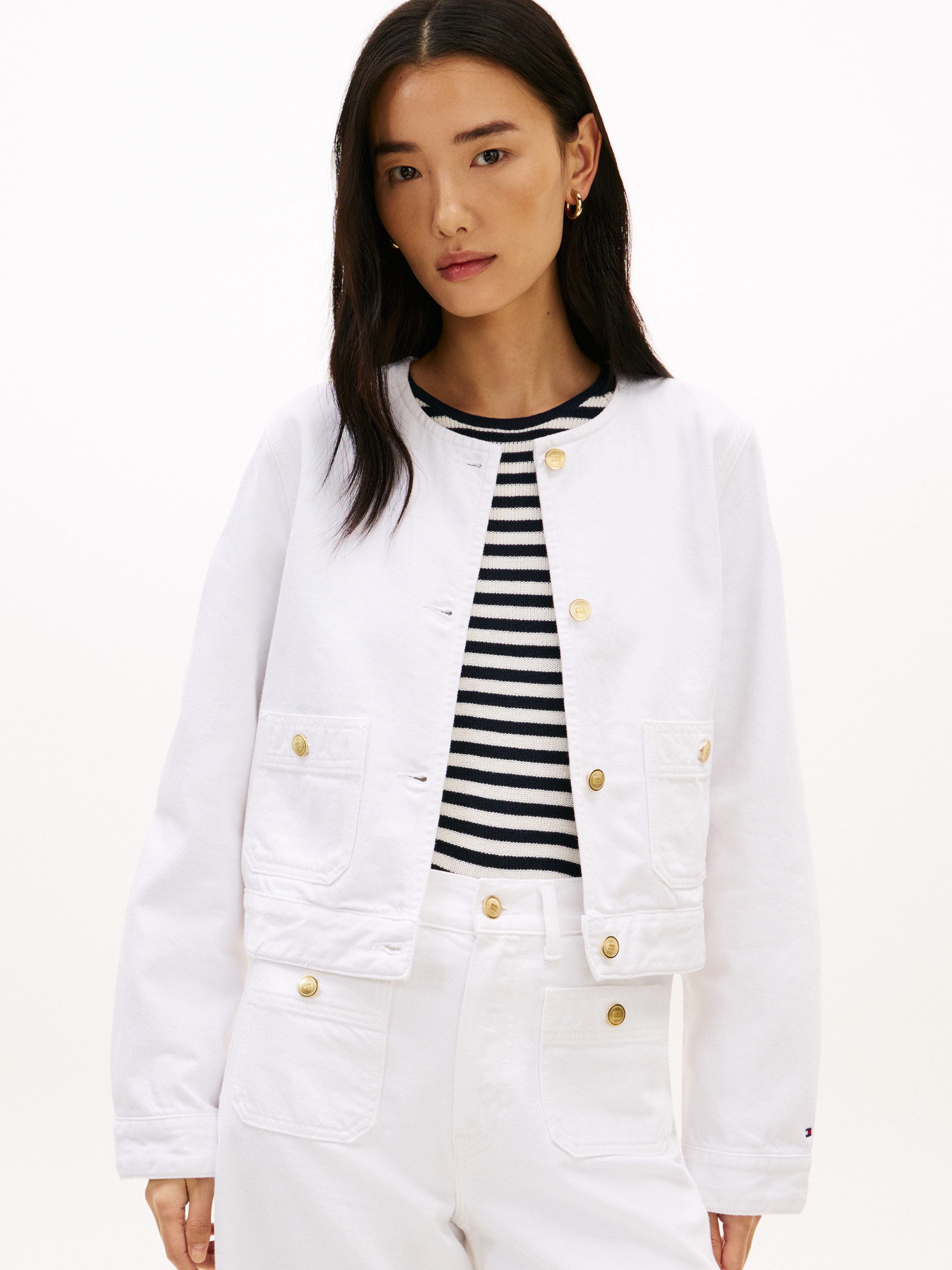 Tommy Hilfiger Outdoorjacke DNM CLR LADY JACKET LS mit Zierknöpfen günstig online kaufen