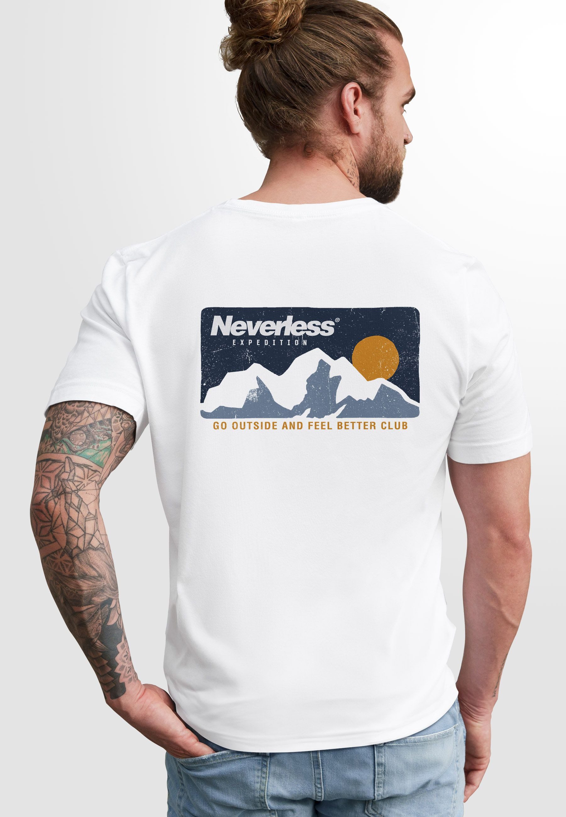Neverless Print-Shirt Herren T-Shirt Backprint Berge günstig online kaufen
