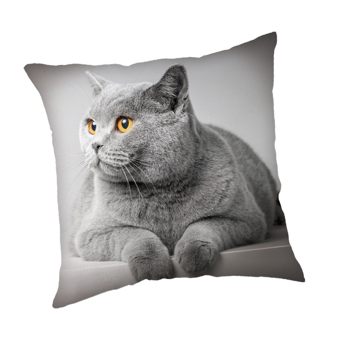 Jerry Fabrics Kissenhülle Grey Cat 45x45 günstig online kaufen