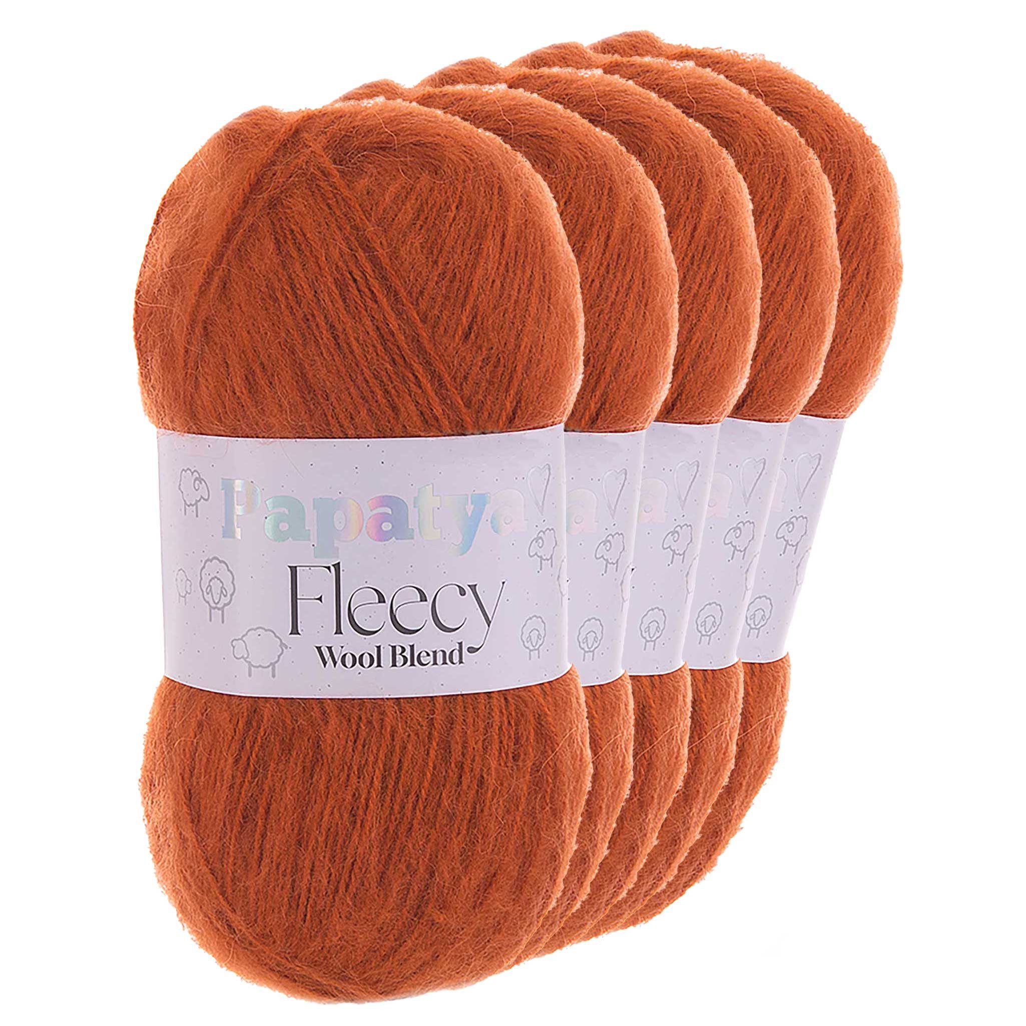 Papatya 5 x 100g Papatya Fleecy Kuschelgarn Wolle Häkelgarn Strickgarn Häkelwolle, 300 m (Paket, 5-St), kürbisorange