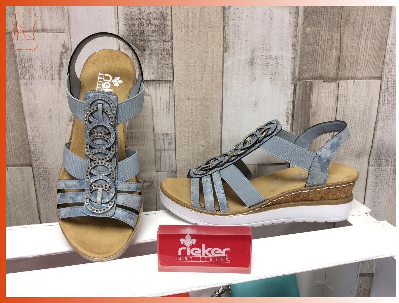Rieker Rieker Keilsandale 5cm hellblau Sandalette