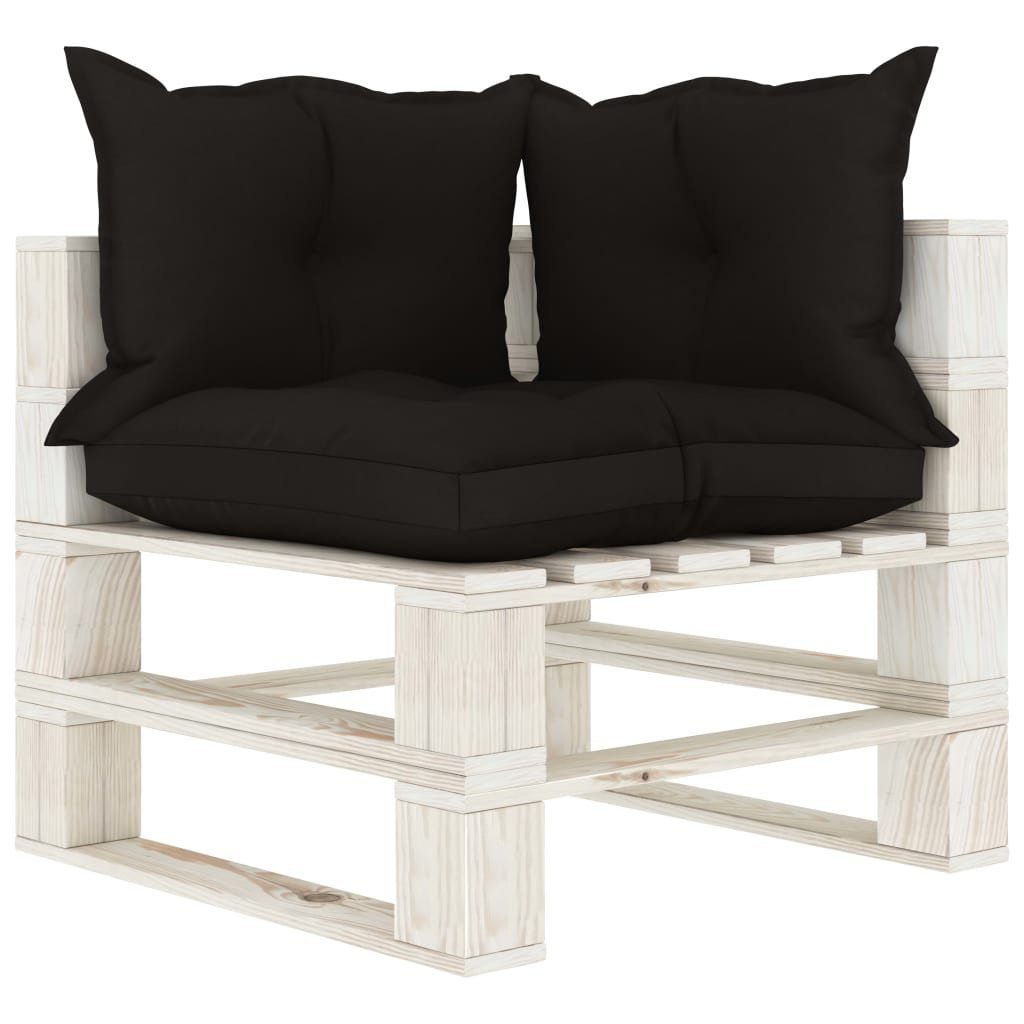 vidaXL Loungesofa Garten-Palettensofa 2-Sitzer mit Teile Weiß Kissen schwarzen Holz, Schwarz 1
