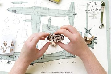UGEARS 3D-Puzzle U-FIDGET Holz 3D-Puzzle-Set Modellbausatz - Flugzeuge, 62 Puzzleteile, 4 Miniaturmodelle