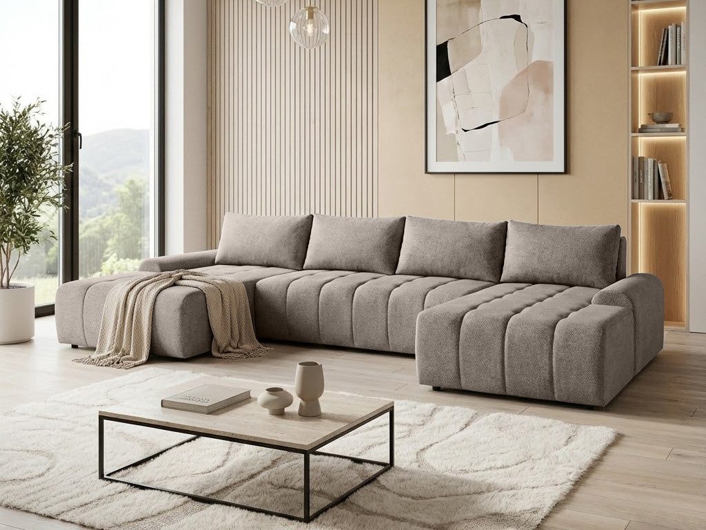 Beautysofa Ecksofa Costa U, inkl. Schlaffunktion, Bettkasten, modernes Lounge-Ecke für Wohnzimmer