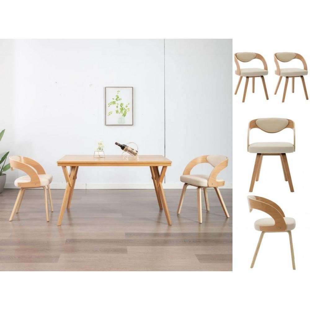 vidaXL Stuhl Esszimmerstühle 2 Stk Creme Bugholz und Kunstleder | Stühle