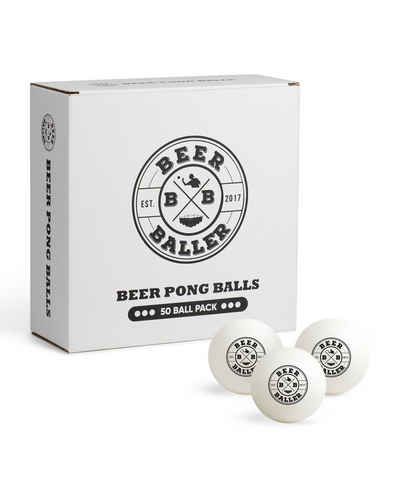 BeerBaller Tischtennisball BeerBaller® Beer Pong Bälle - 50 hochwertige, weiße Tischtennisbälle (Packung, 50er Pack), Optimiert für Beer Pong und Rage Cage