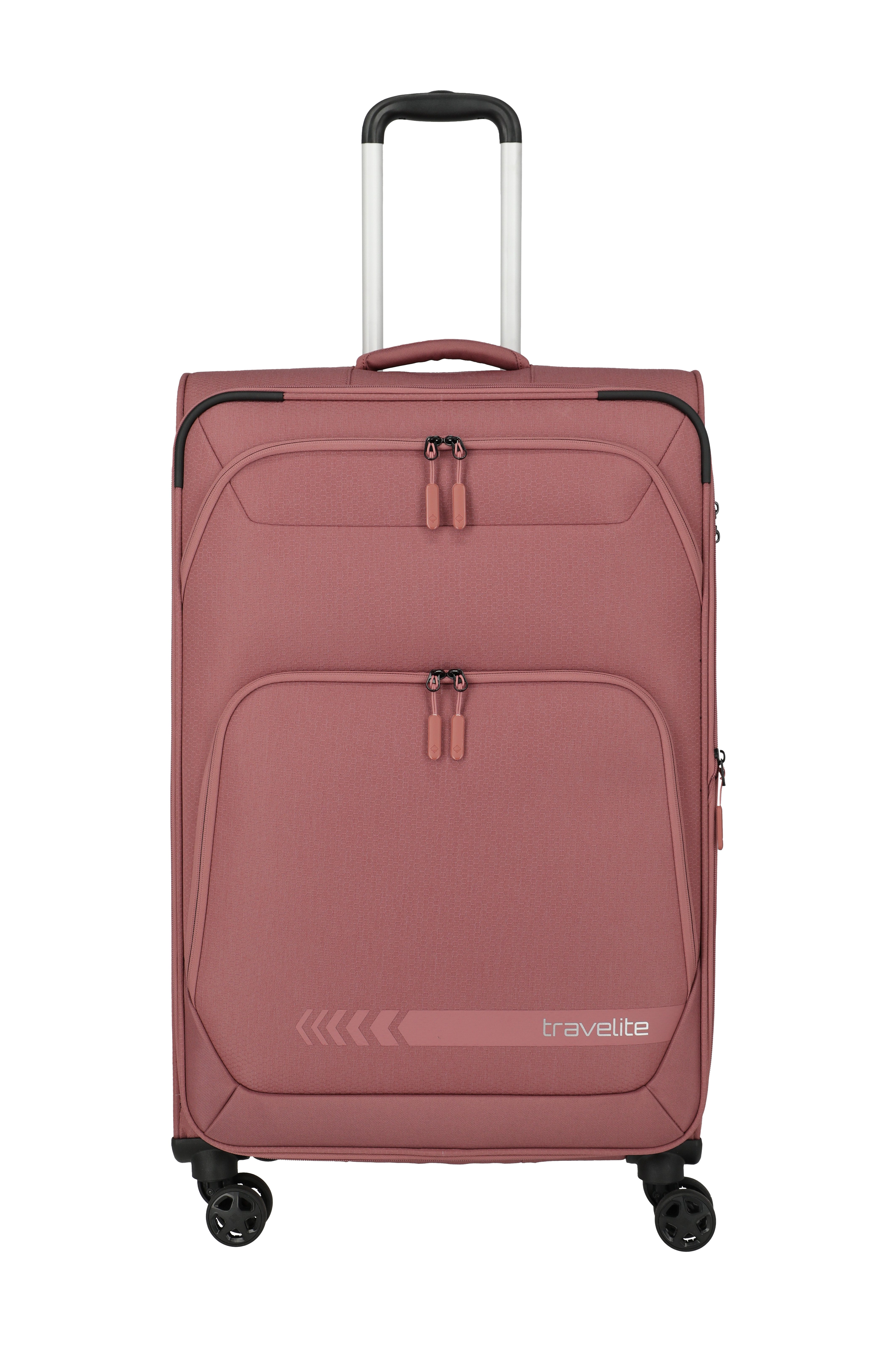 travelite Trolley KICK OFF Reisekoffer, 4 Rollen, 4 Doppelrollen, Außentaschen und Packgurte – leicht und robust
