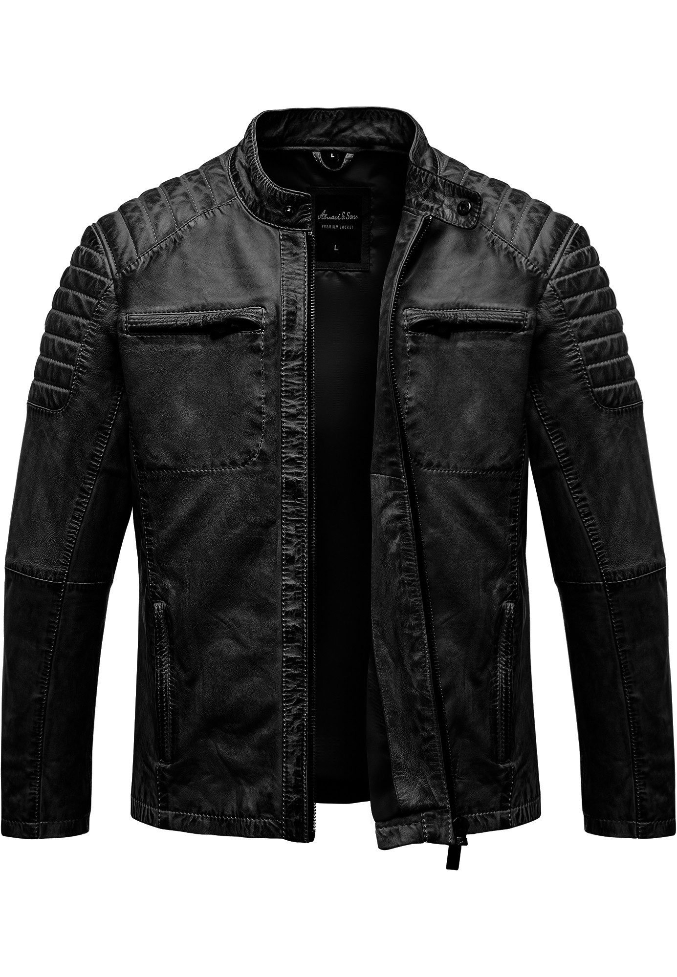 Amaci&Sons Lederjacke RALSTON Lederjacke Echtleder Herren Biker Zipper Jack günstig online kaufen