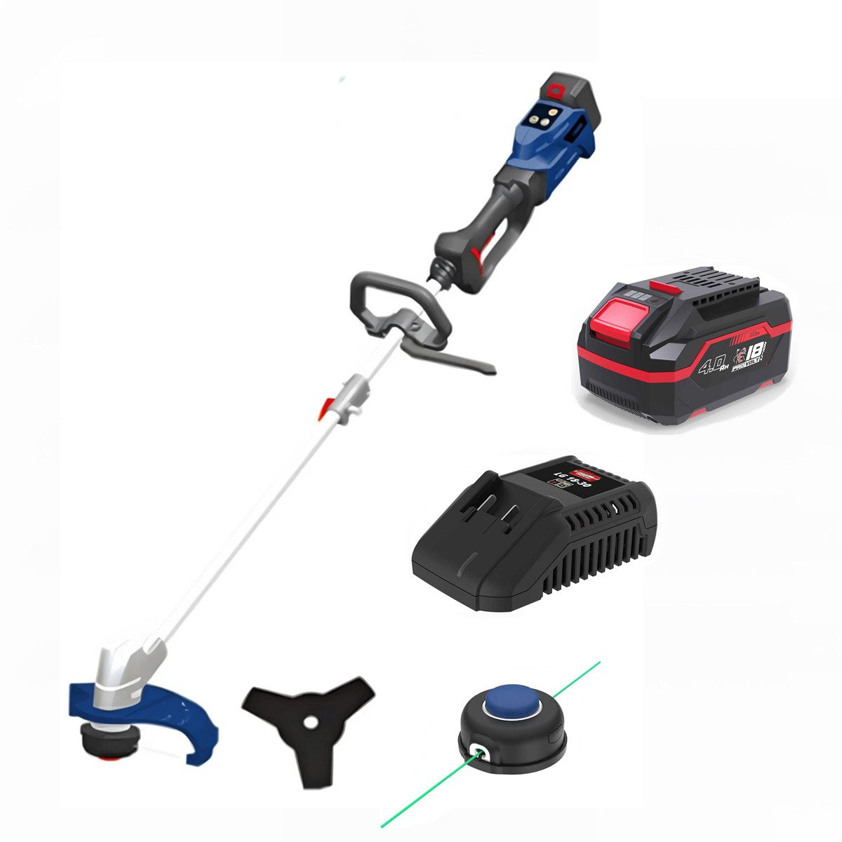 Güde Akku-Motorsense 18V Freischneider / Rasentrimmer FS 18-0 mit Akku 4.0 Ah / Ladegerät