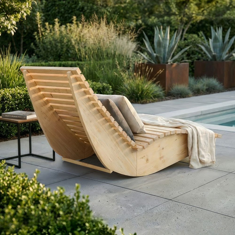 HOME DELUXE Gartenliege Wellenholzliege WOLGA - Größenauswahl, Wellenbank, Waldsofa, Relaxsofa, Sonnenliege – Bild 5 von 5