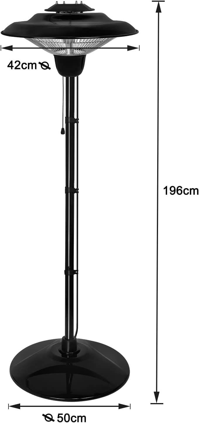 1500W W 1500 Deckenheizstrahler höhenverstellbar, Infrarotstrahler AUFUN Ständer, mit