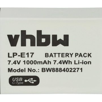 vhbw kompatibel mit Canon EOS Rebel SL2, R8, R50, Rebel T6s, Rebel SL3, Kamera-Akku Li-Ion 1000 mAh (7,4 V)