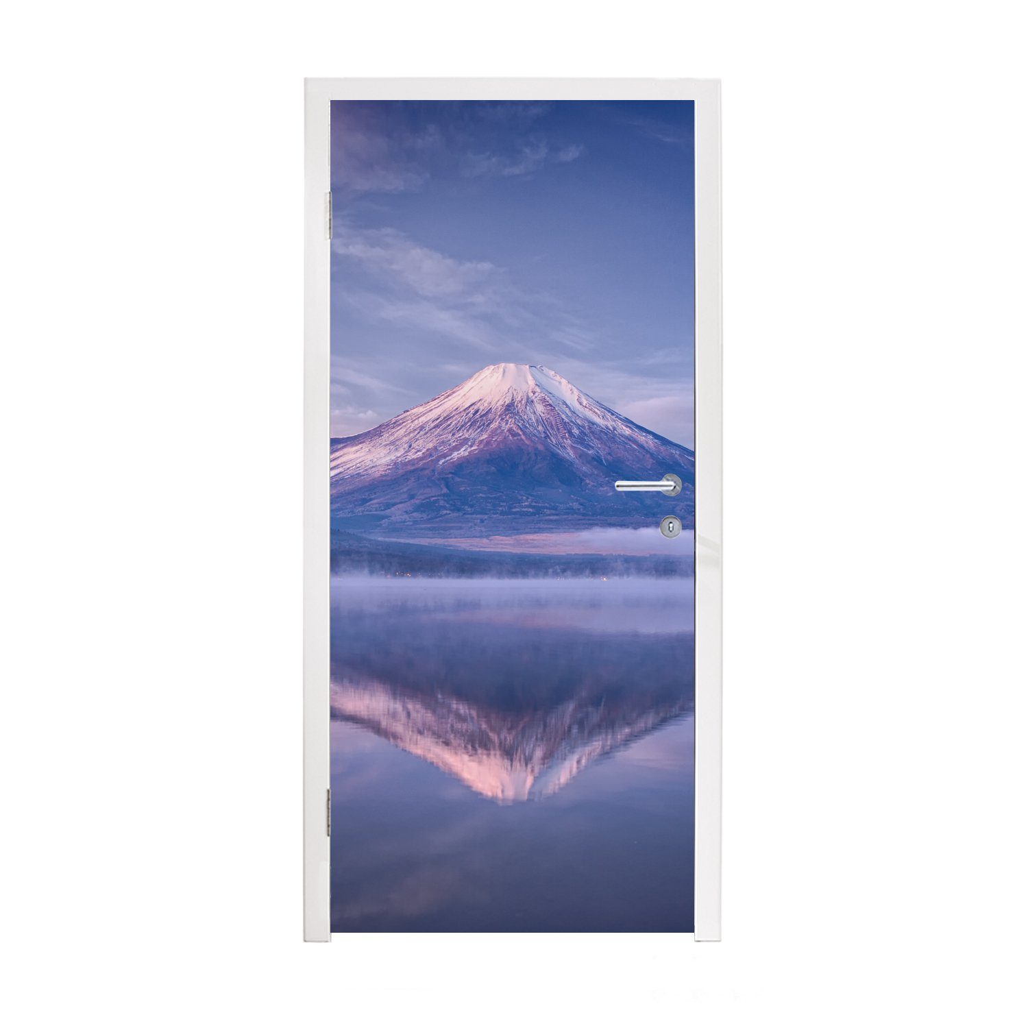 MuchoWow Türtapete Der Berg Fuji in Asien mit einer Spiegelung im Wasser, Matt, bedruckt, (1 St), Fototapete für Tür, Türaufkleber, 75x205 cm