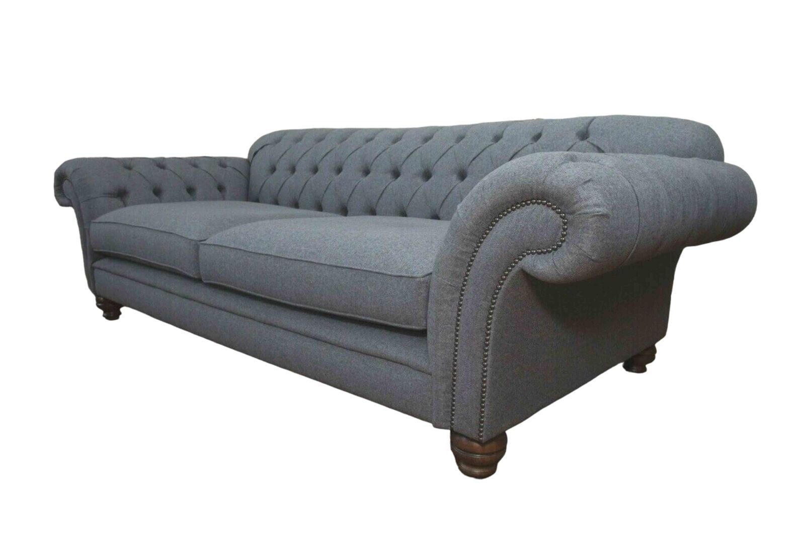 Textil Europe JVmoebel Sofa Made Sofa 4 Graues Grau, Couch Polster Chesterfield Luxus in Sitzer