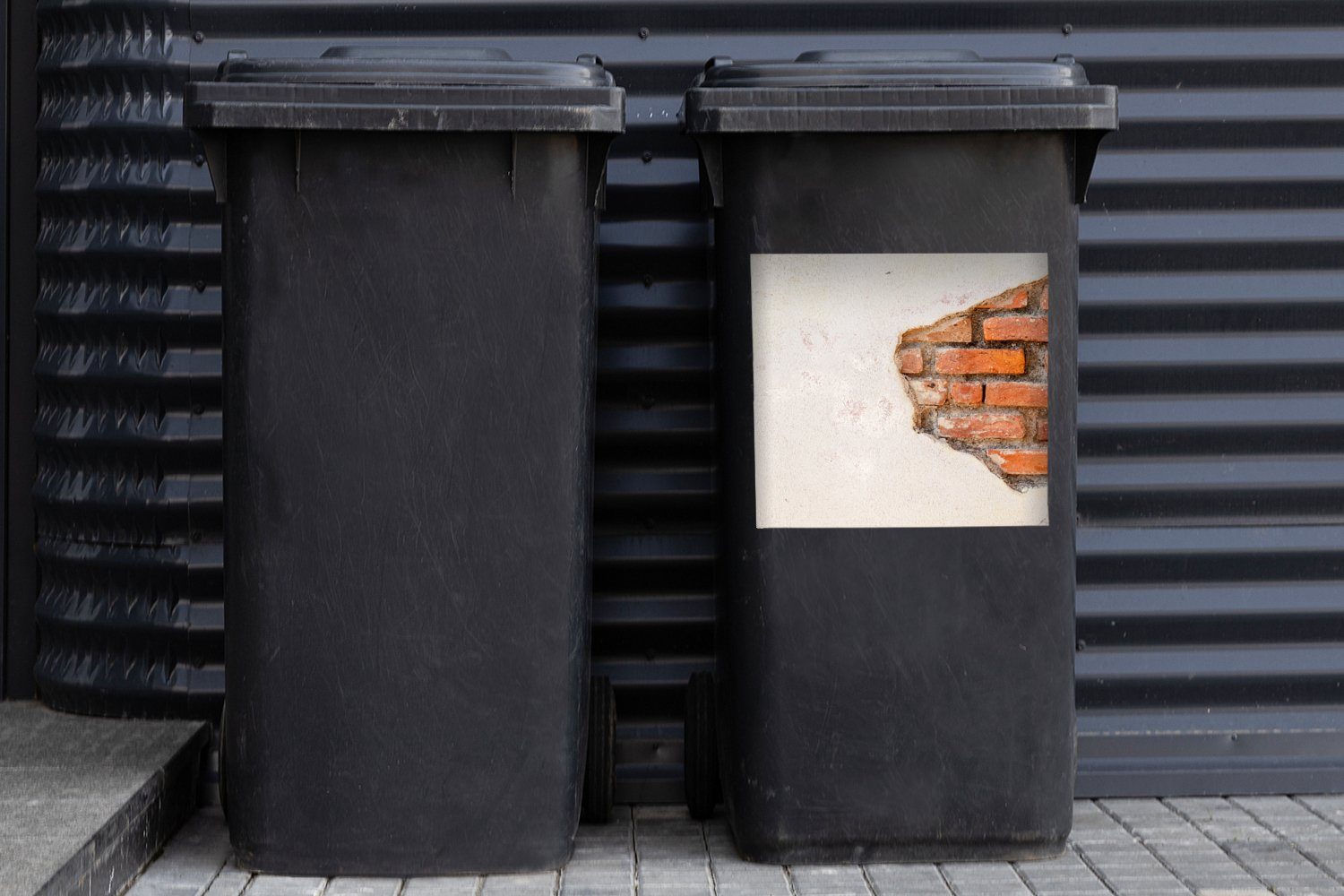 Ziegel - braun Wand - - Wandsticker (1 MuchoWow Container, Mülltonne, St), Sticker, Gips Mülleimer-aufkleber, Abfalbehälter