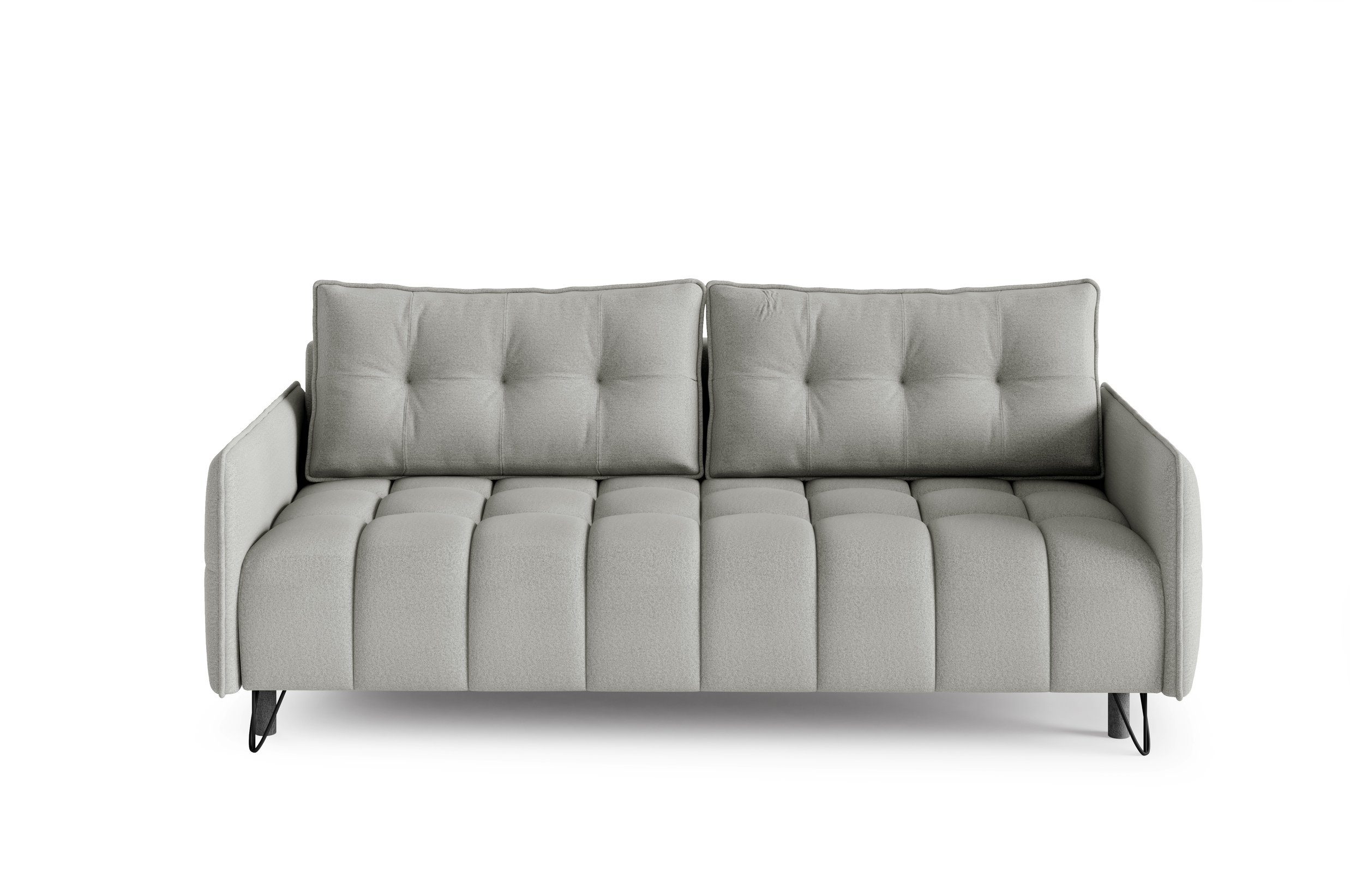 MOEBLO Schlafsofa PLUM, Sofa Couch für Wohnzimmer Polstersofa Sofagarnitur Wohnlandschaft mit Bettfunktion - (BxHxT): 218x95x104 cm, mit Schlaffunktion und Bettkasten Grau (Element 04)