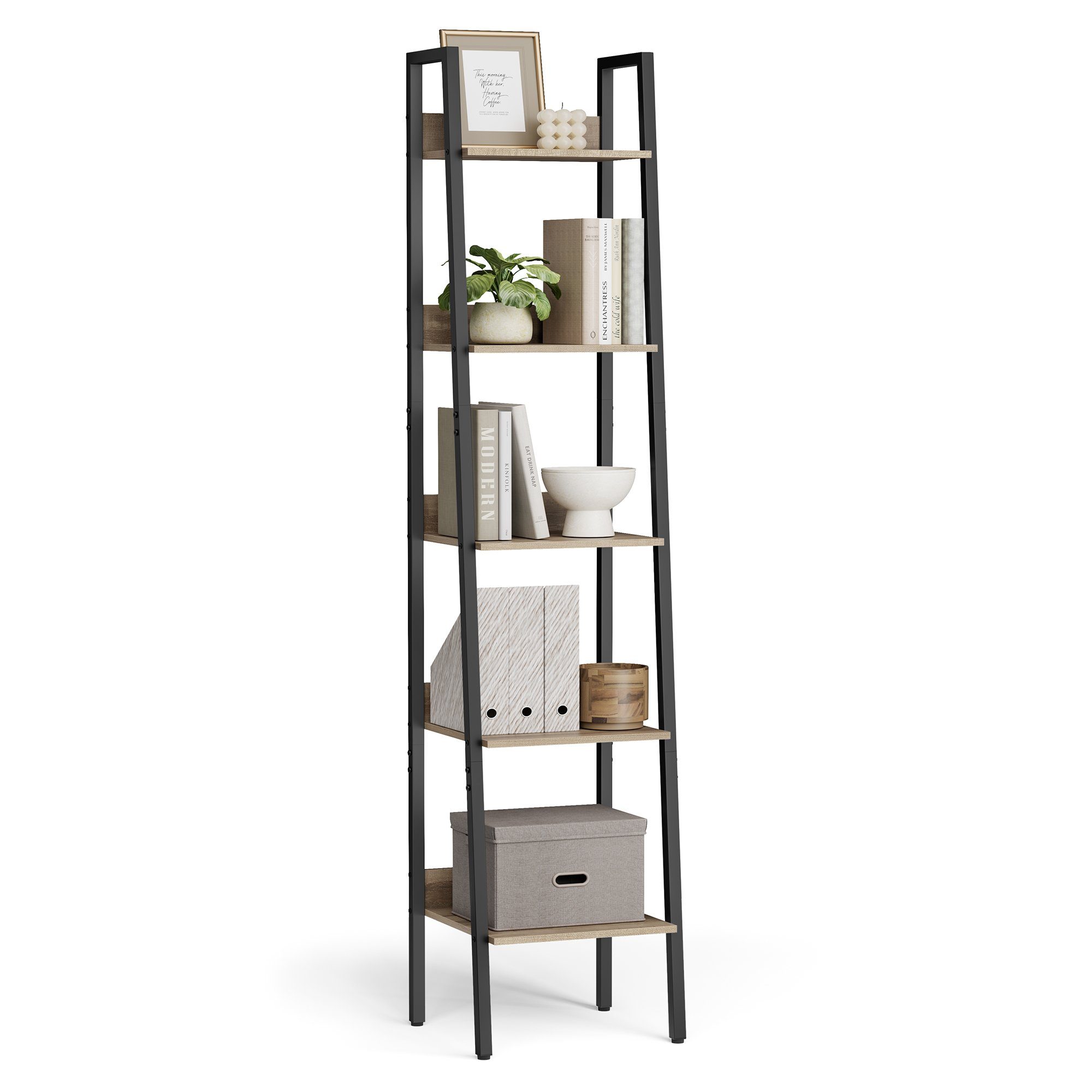 VASAGLE Standregal, Bücherregal, Leiterregal, 140/170 cm, Industrie-Design günstig online kaufen