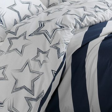 Bettwäsche Stella, TRAUMSCHLAF, Renforce, 2 teilig, mit einer Streifen-Sterne Kombination