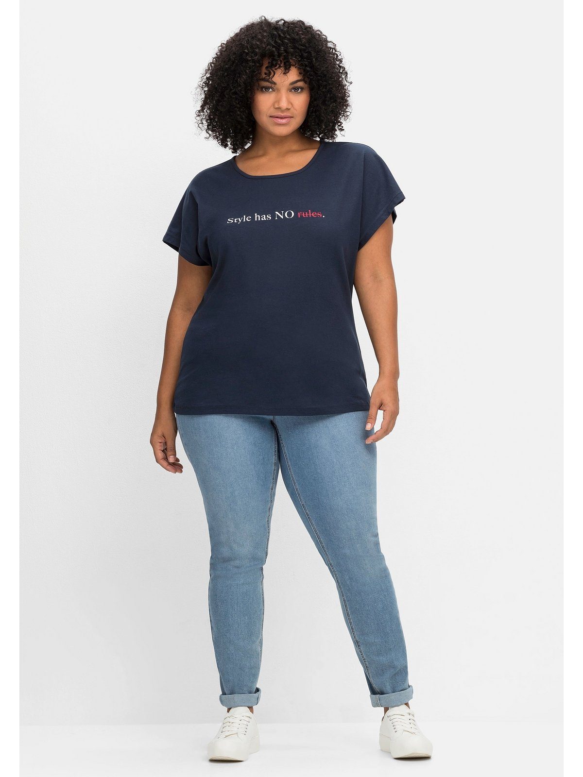Statement-Print Sheego Größen T-Shirt Große mit