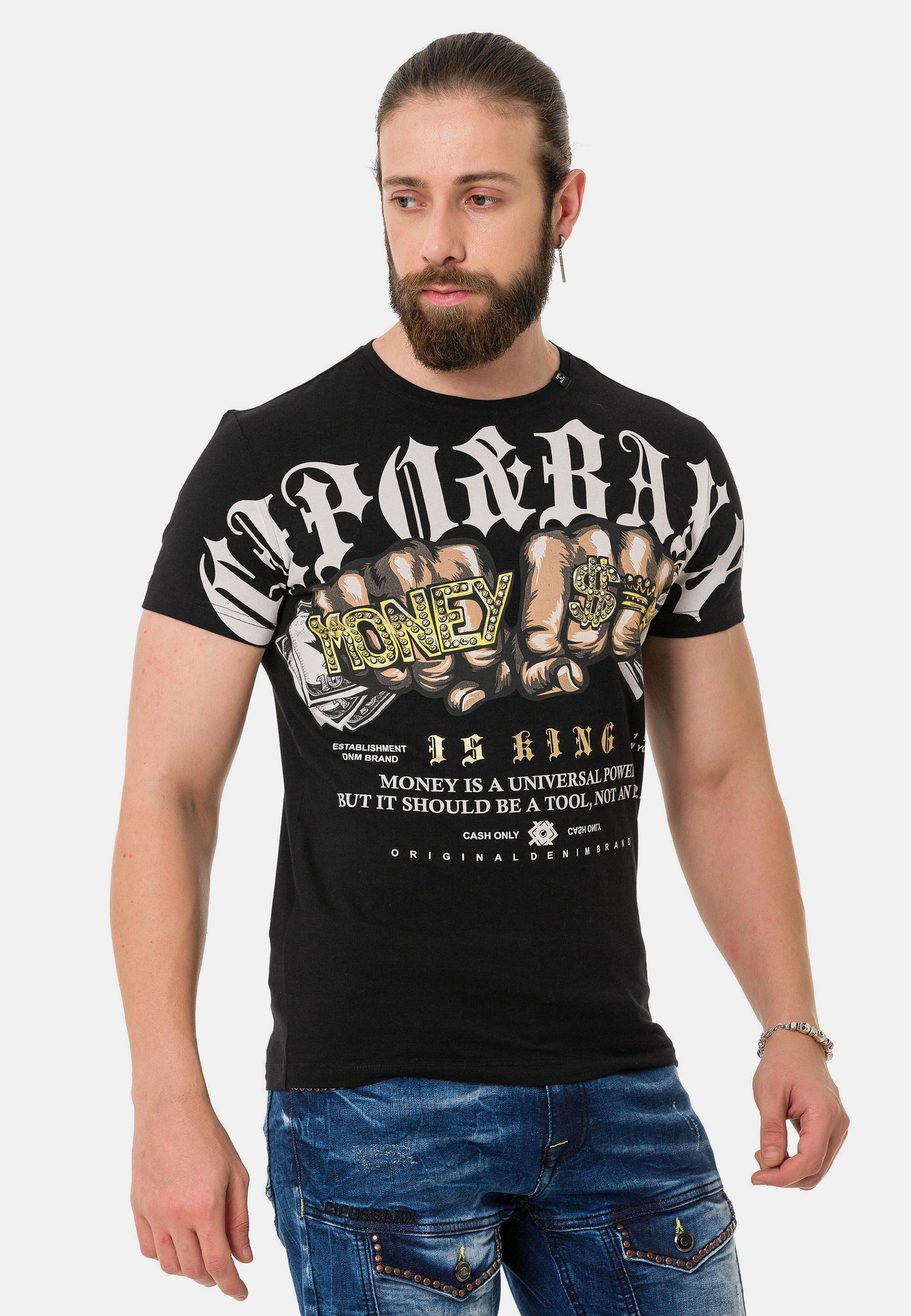 Cipo & Baxx T-Shirt T-Shirt mit Rundhals-Ausschnitt