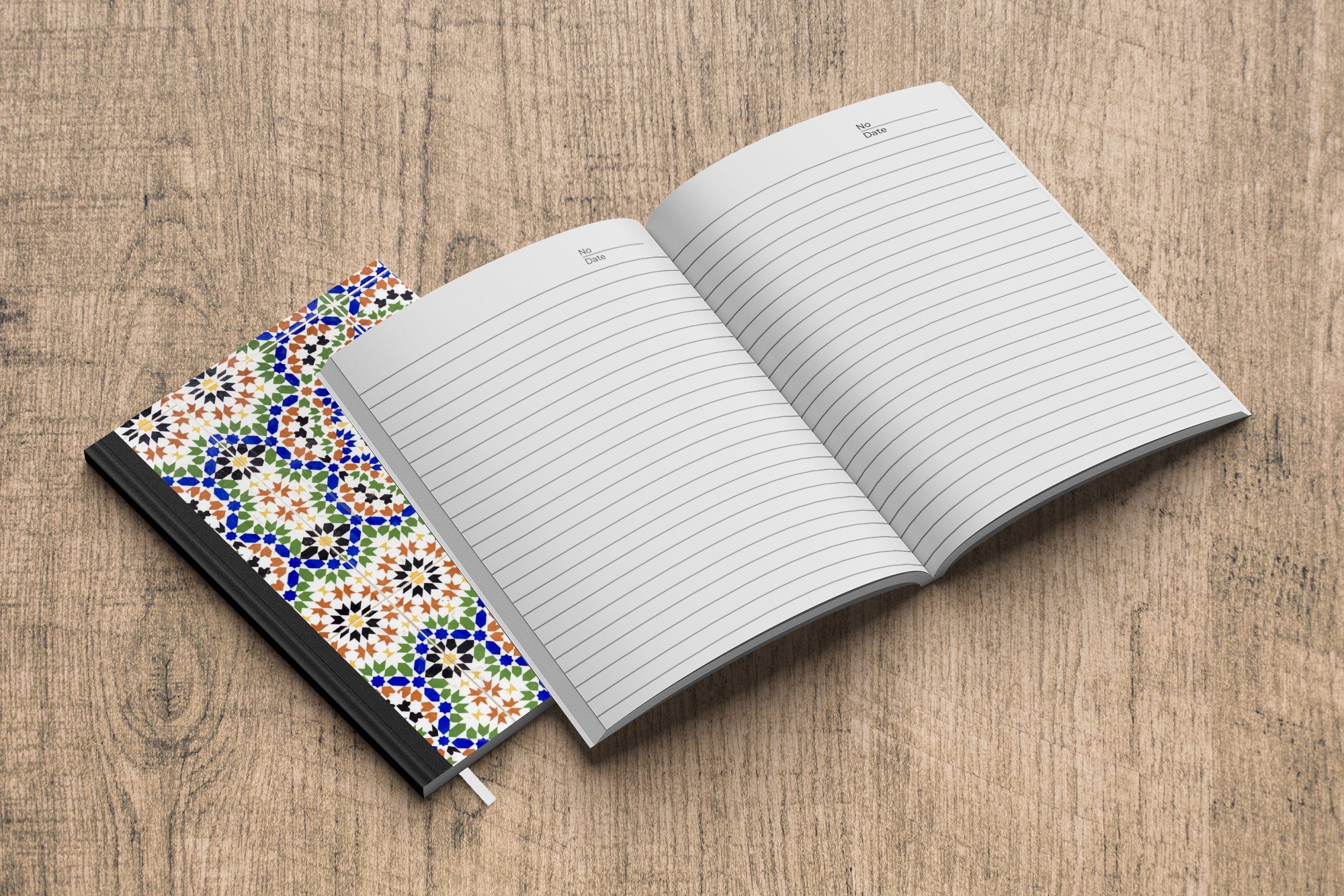Mosaikdetail mit Formen, Tagebuch, Seiten, Ein 98 Merkzettel, Haushaltsbuch Notizbuch A5, Journal, verschiedenen Notizheft, vielen MuchoWow