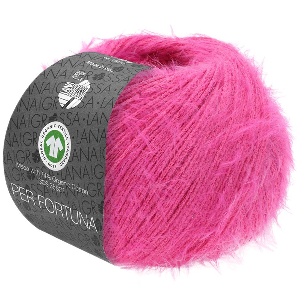 LANA GROSSA PER FORTUNA Flauschiges Kettengarn aus Baumwolle Häkelwolle, 190 m (Weiches Strickgarn für Pullover, Cardigans & Tops, Flauschige Struktur für moderne Strickmode mit Fashion-Charakter), 50 g