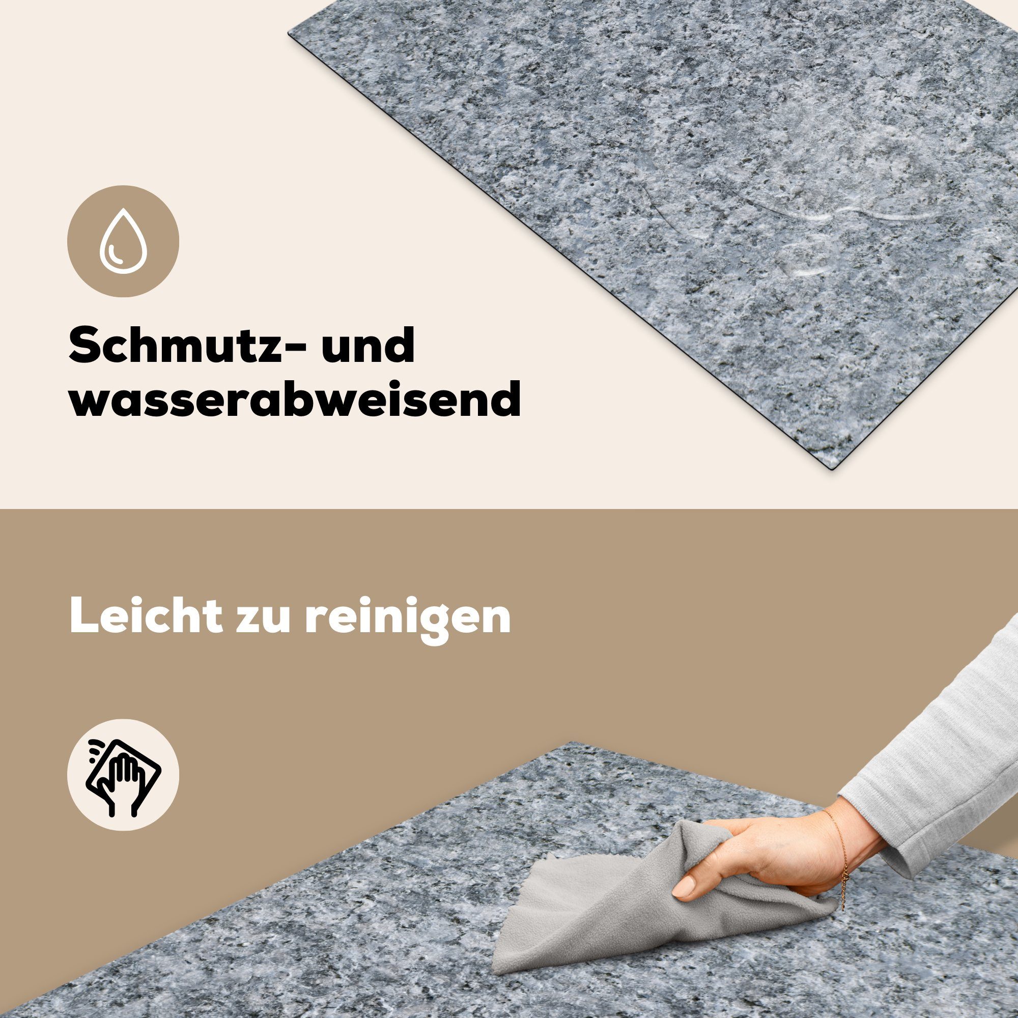 die küche, Granit Ceranfeldabdeckung - - Muster für Induktionskochfeld Stein Schutz MuchoWow cm, - Design 81x52 - tlg), Vinyl, (1 Grau, Herdblende-/Abdeckplatte
