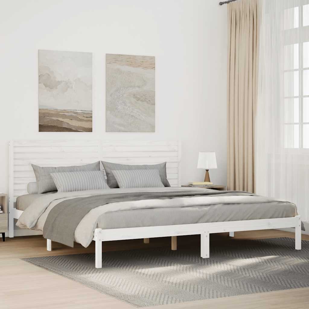 vidaXL Bett Massivholzbett Extra Lang ohne Matratze Weiß 200x220 cm