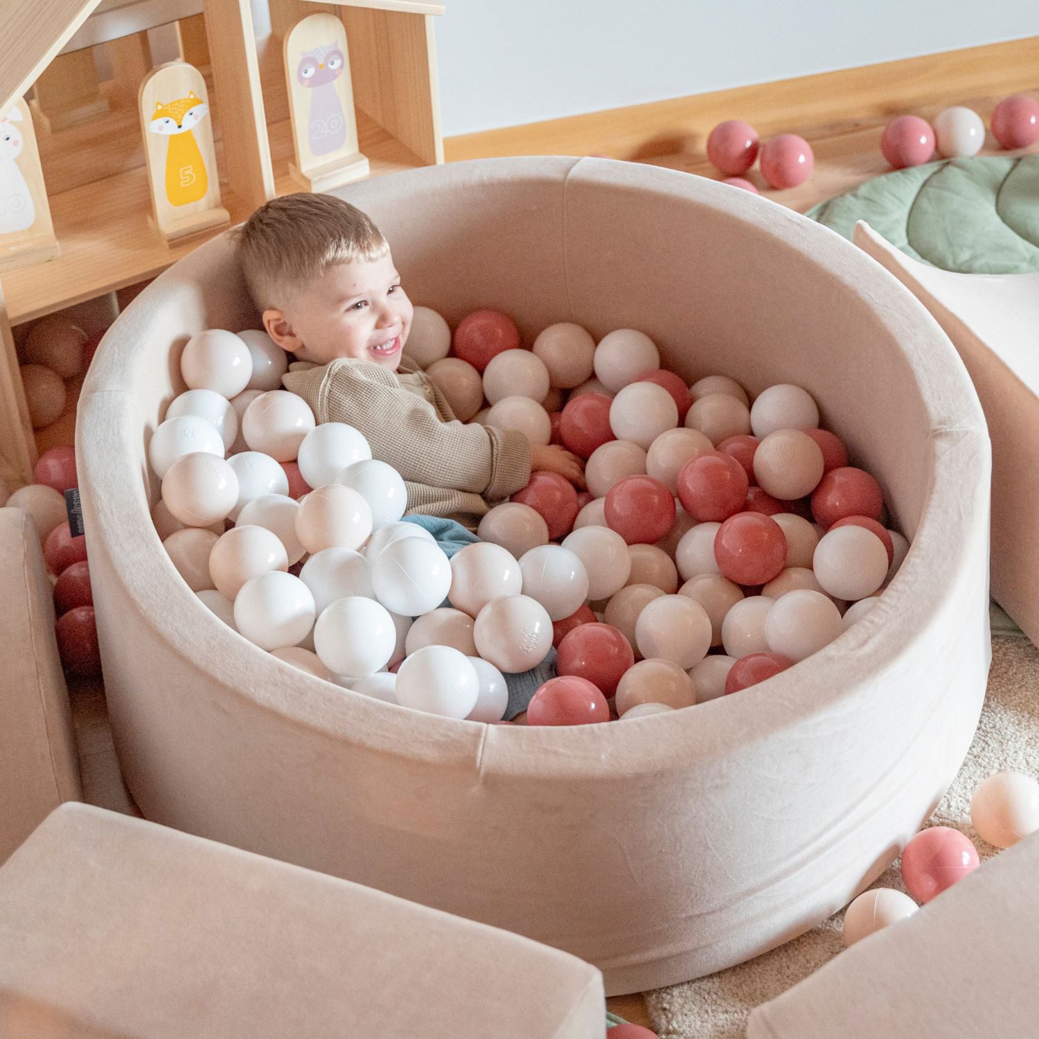 KiddyMoon Bällebad OK30D, (Bällepool mit bunten Bällen, 200-tlg., Bällepool für Babys und Kleinkinder), Made in Europe