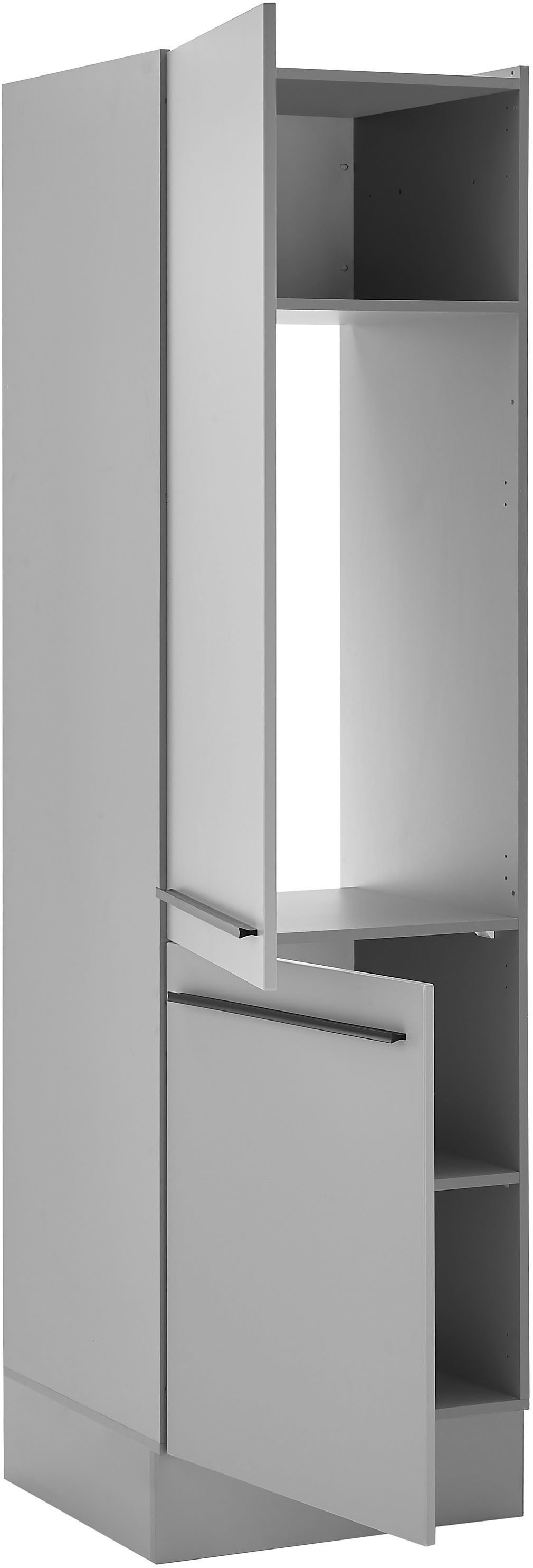 BASIC by Balculina Kühlumbauschrank Denver, Küchenschrank BxHxT 60 x 211 x 57 (1-St) Breite 60cm, in grau matt/lancelot eiche