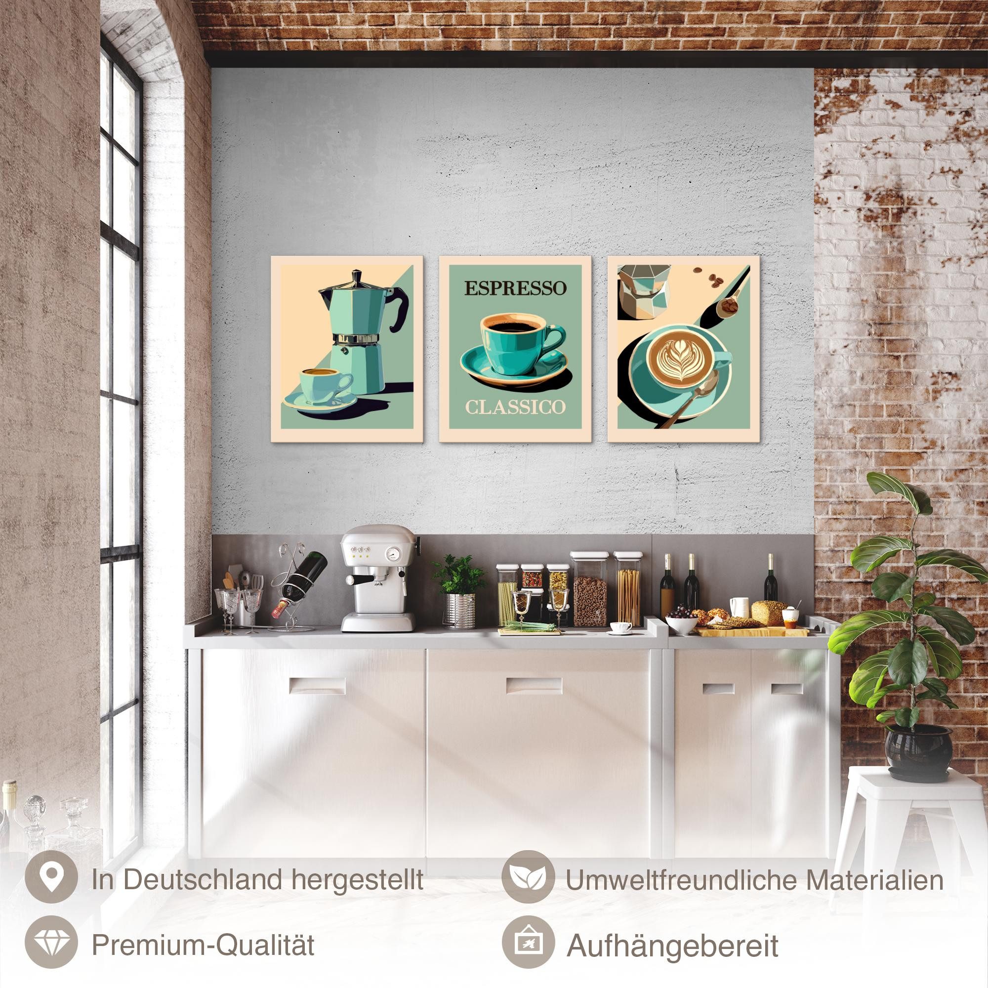 Novart Wandbild Küchenbilder Kaffee Retro Bilder Küche Esszimmer Cafe Bar Deko, made in Germany, moderne Wandbilder, Küche