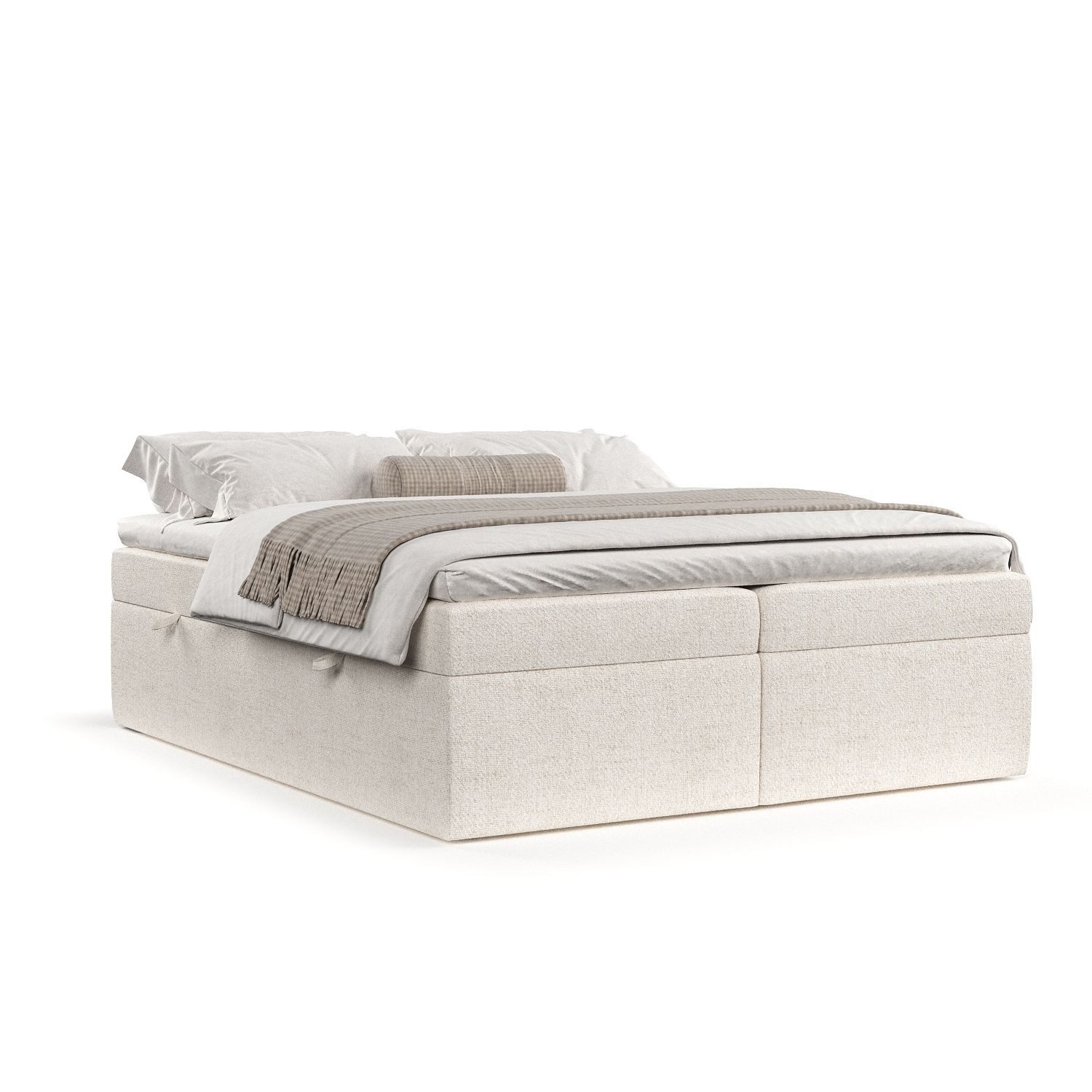 Maison de Rêve Boxbett Lennon mit Bettkasten (Matratze, Stauraum, Topper), Boxspringbett mit Bonellmatratze H3, Doppelbett, inkl. Topper