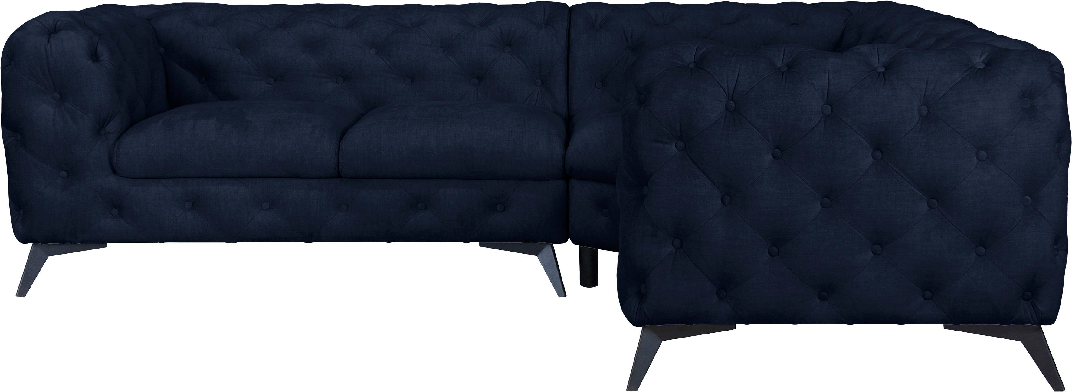 Home affaire Chesterfield-Sofa Ecksofa GLYNIS L-Form mit Wellenunterfederung, Maße B/T/H 264/204/75cm, aufwändige Knopfheftung, moderne Chesterfield Optik, Fußfarbe wählbar