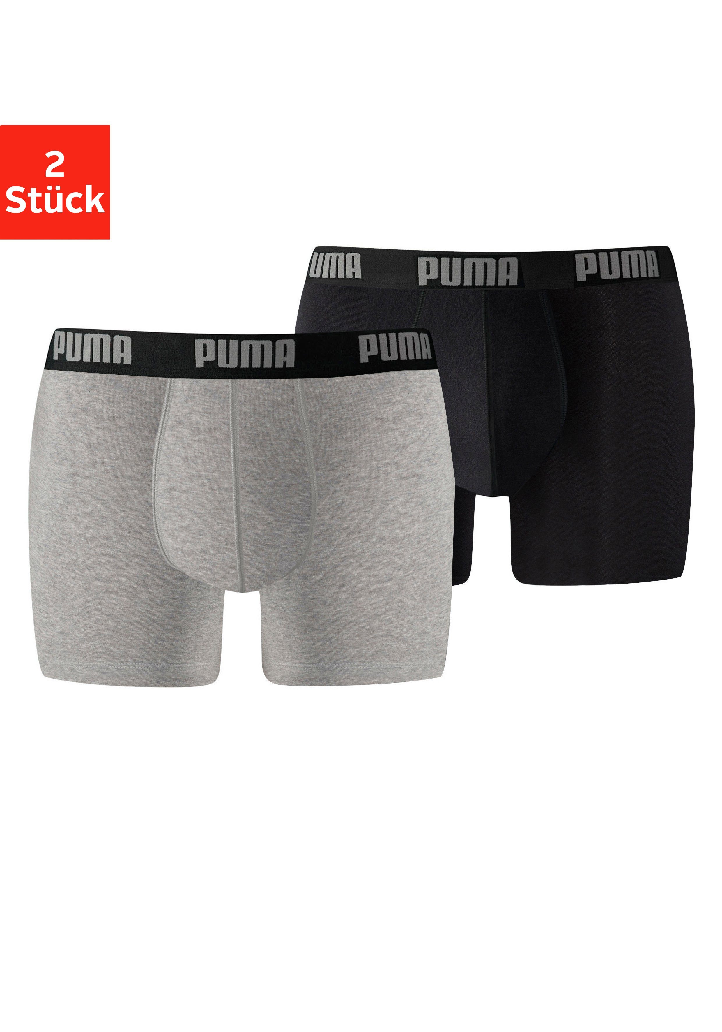 (Packung, schwarz BASIC PUMA 2P PUMA anthrazit-meliert, 2-St) BOXER Boxer