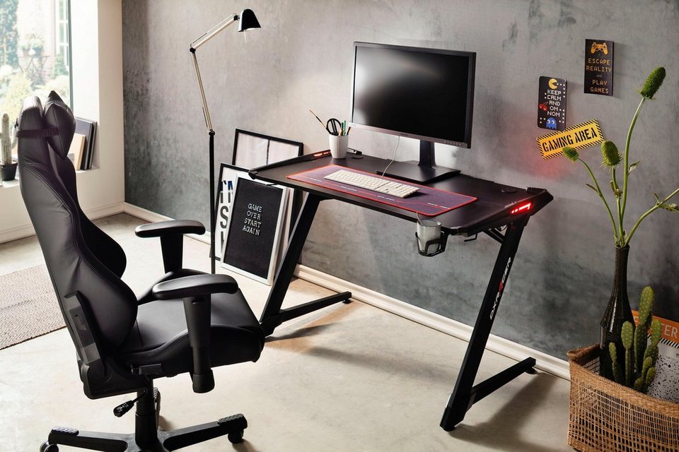 MCA furniture Gamingtisch Gaming Tisch, Inklusive LED-RGB  Farbwechselbeleuchtung