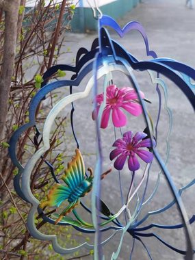 Köhko Gartenfigur Windspiel aus Edelstahl Ø 306 mm mit Glow-in-The-Dark-Effekt