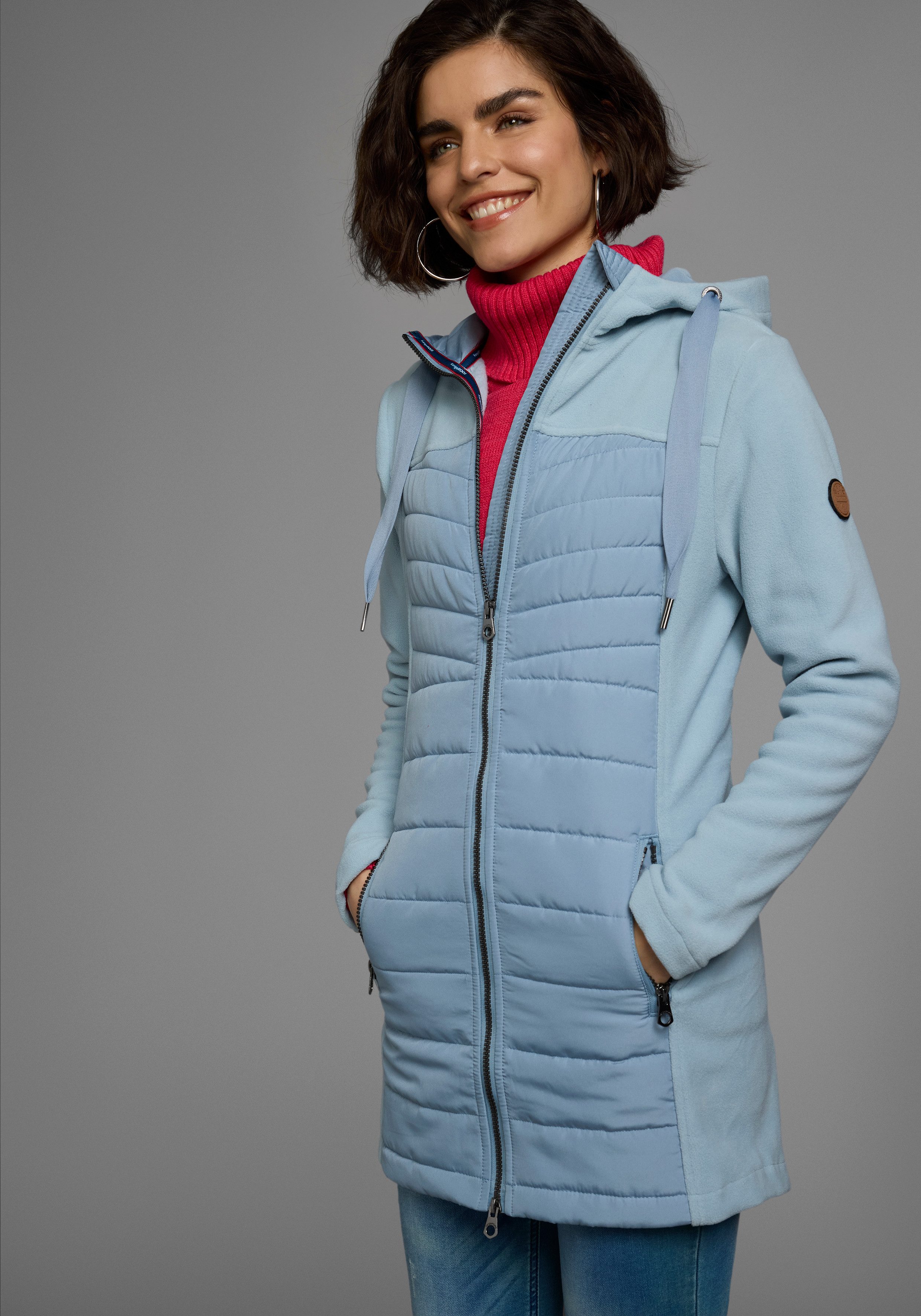 KangaROOS Langjacke Hybridjacke - Fleecejacke mit wattierten Bereichen