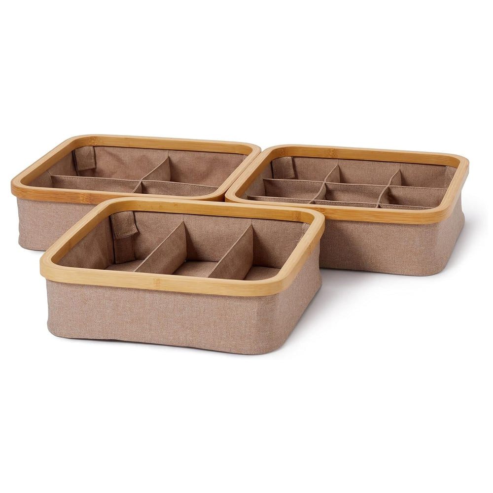 Lumaland Organizer Lumaland Organizer mit Bambus-Rahmen (3 St), zum Verstauen verschiedener Dinge mit System und Ordnung