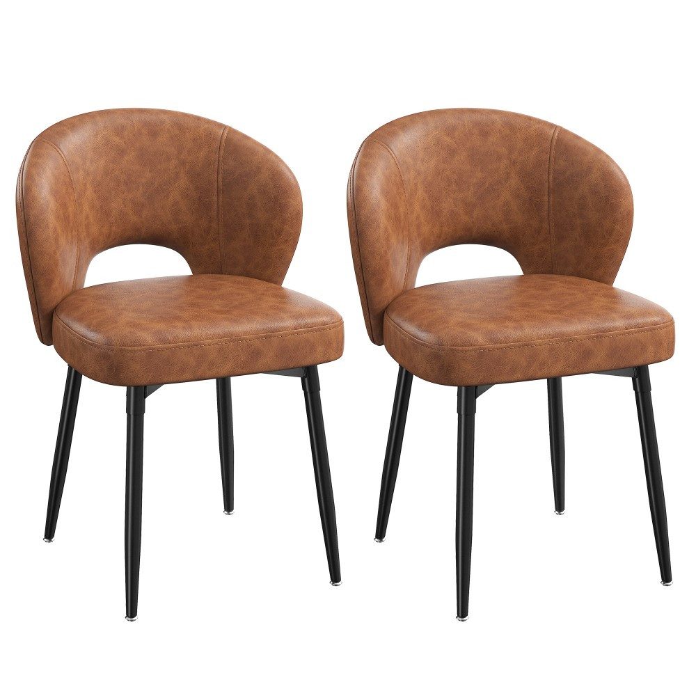 Klyvvo Polsterstuhl Esszimmerstühle mit 56 cm breiter Lehne für Esszimmer (Ergonomische Küchenstühle, Große Sitzfläche aus Vintage-Kunstleder, 2 St), bequeme Polsterstühle für Küche